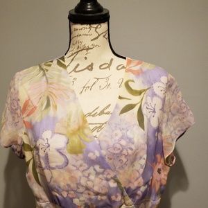Chadwick's Silk Pastel Floral Print Dress